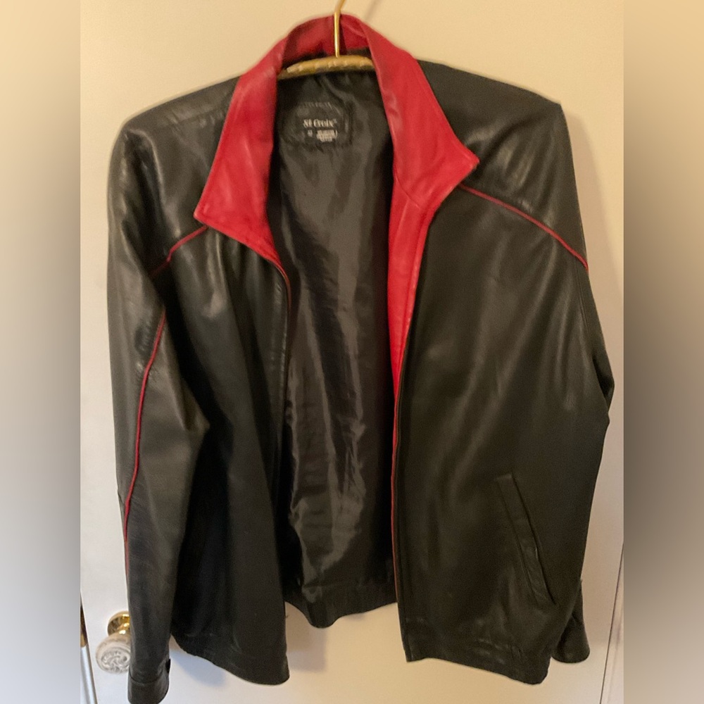 St Croix black/red leather jacket 42